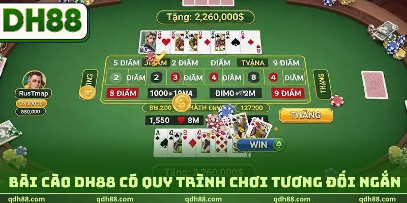 Bài Cào DH88 có quy trình chơi tương đối ngắn