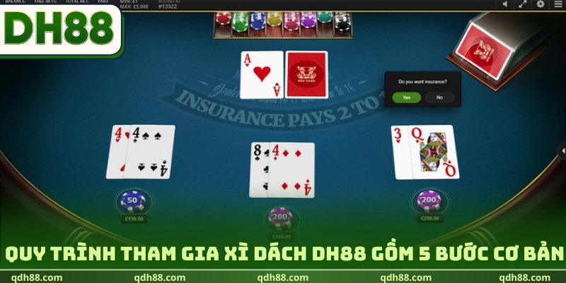 Quy trình tham gia Xì Dách DH88 gồm 5 bước cơ bản