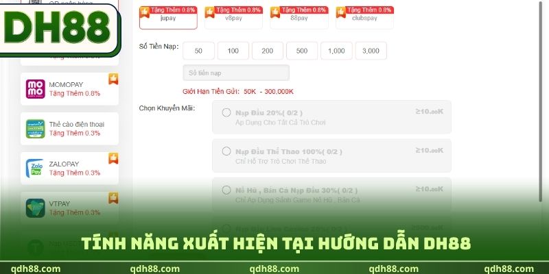 Tính năng xuất hiện tại hướng dẫn DH88